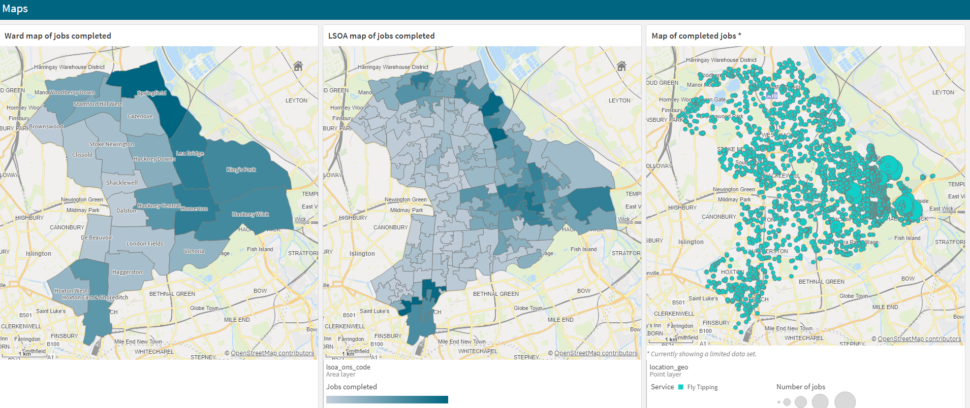 Street cleaning jobs mapped with or without spatial enrichment