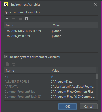 Environment variables in PyCharm configuration